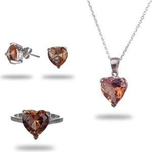 Madam Matmazel Kalp Model Zultanit Taşlı Gümüş Kadın Takı Seti | 925 Ayar Gerçek Gümüş