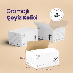 Gramajlı Çift Oluklu Gelin Çeyiz Kolisi Kutusu 60X38X30 (Büyük Boy - Sağlam ) - 10 Adet