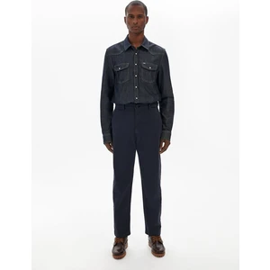 Erkek Düz Paça Slım Lacivert Pantolon