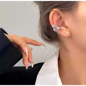 Silver Çengel Kıkırdak Tek Kulak Çelik Küpe