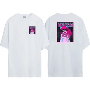 The Wert Unisex Hentaı Xxx Ön Arka Baskılı Beyaz Oversize T-Shirt