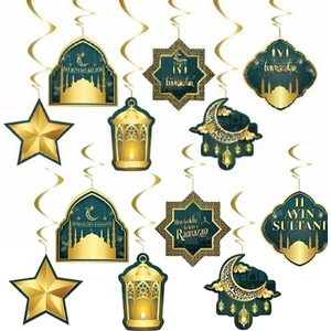 12 Parça Karton Malzeme Hoş Geldin Ya Şehri Ramazan Iyi Bayramlar Yazılı Tavan Süsü