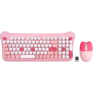KM-6244 BUNNY Renkli Tuşlu Pembe 2.4 ghz + BT Kablosuz Q Multimedia Klavye + Mouse Set