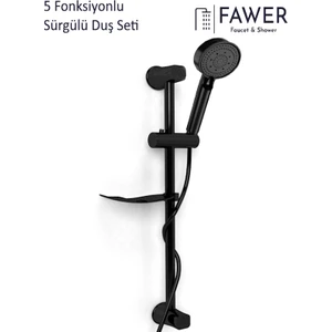 FAWER Faucet & Shower Siyah Sürgülü Duş Seti Banyo Duş Takımı