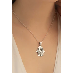 Osmanlı Gümüş Fatma Ana Eli Bayan Gümüş Kolye