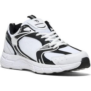 Tonny Black Unisex Beyaz Siyah Faylon Taban Bağcıklı Spor Ayakkabı