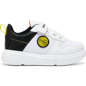 Tonny Black Çocuk Unisex Beyaz Siyah Rahat Kalıp Cırtlı Ayakkabı