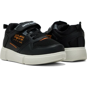 Tonny Black Çocuk Unisex Siyah Portakal Rahat Kalıp Cırtlı Ayakkabı