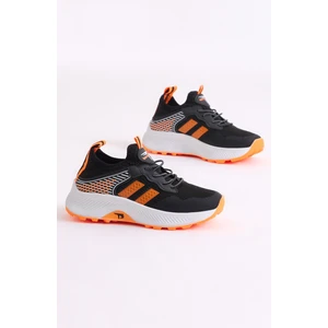 Tonny Black Çocuk  Siyah Oranj Rahat Kalıp Nefes Alabilen Kumaş Bağcıklı Sneaker