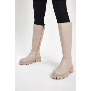 Tonny Black Kadın Nude Cilt Rahat Kalıp Uzun Fermuarlı Çizme