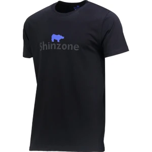 Erkek Bisiklet Yaka Standart Fit Kabartma Göğüs Baskılı Siyah T-Shirt