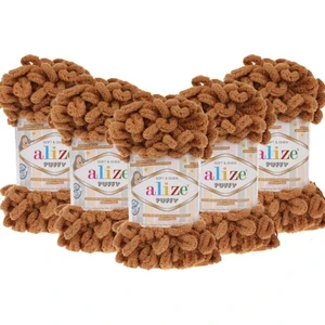 Puffy El Örgü Ipliği 5'li Paket - 179 Deve Tüyü - 100 Gr. 9 Mt. Parmak Örgü Ipi