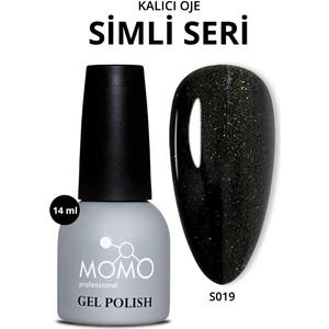 Momo Professional Kalıcı Oje S019 Altın Işıltılı Siyah 14 ml
