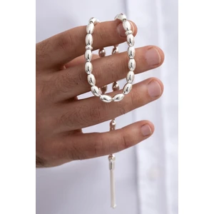 Osmanlı Gümüş Gümüş Tesbih Arpa Kesim Büyükboy 24Gr