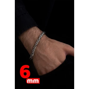 Osmanlı Gümüş Gümüş Kral Erkek Zincir Bileklik 6Mm Kalın Model