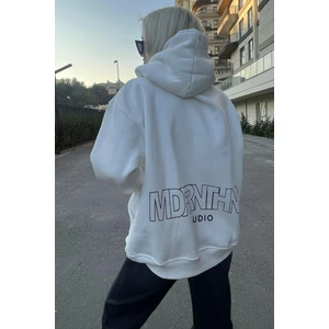 Beyaz Baskılı Oversize Sweatshirt MG1287