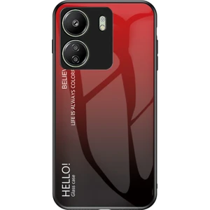 4U Sky Xiaomi Redmi Için 13C 4g/poco C65 4g Temperli Cam Kılıfı Gradyan Telefon Kapak Sınıfı Kırmızı Siyah (Yurt Dışından)