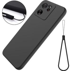 4U Sky Xiaomi 13T PRO/13T/REDMI K60 Ultra Kılıf Yumuşak Astar Sıvı Silikon Telefon Kapak Kabuğu Strap-Black (Yurt Dışından)
