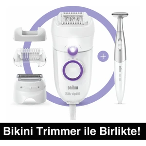Silk-épil 5 5825 3'ü 1 Arada Kablolu Kuru Kullanım Epilatör Taşıma Çantası, 3 Ek Ataşman + Bikini Trimmer