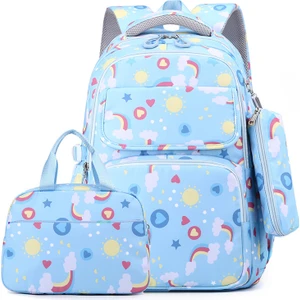 Kızlar Için Sırt Çantası Üçlü Seti, Çocuklar Için Büyük Kapasiteli Omurgayı Koruyan Hafifletici Sırt Çantası (Yurt Dışından)