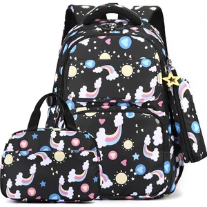 Kızlar Için Sırt Çantası Üçlü Seti, Çocuklar Için Büyük Kapasiteli Omurgayı Koruyan Hafifletici Sırt Çantası (Yurt Dışından)