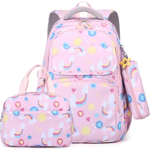 Kızlar Için Sırt Çantası Üçlü Seti, Çocuklar Için Büyük Kapasiteli Omurgayı Koruyan Hafifletici Sırt Çantası (Yurt Dışından)