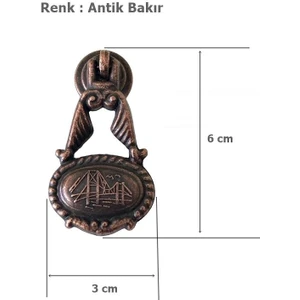 5 Adet Boğaziçi Sarkaç Düğme Eskitme Antik Bakır Mobilya Kulp