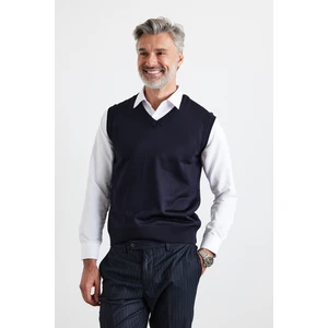 Livio Ferri Erkek Standart Fit Normal Kesim V Yaka Kolsuz Süveter Triko Kazak