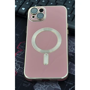 NOVKA Phone Accessories  iPhone 14 Plus Uyumlu Magsafe Özellikli Lens Korumalı Renkli Kılıf Pembe