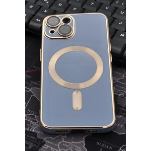NOVKA Phone Accessories  iPhone 14 Plus Uyumlu Magsafe Özellikli Lens Korumalı Lazerli Renkli Kılıf Mavi