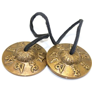 Tibet Yoga Meditasyon Çanı Eskitme Pirinç Çift El Çanı 7.5 cm