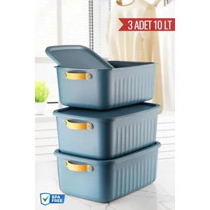 Nandy Home 3 Adet 10 Lt Saklama, Düzenleme ve Dekoratif Kulplu Kapaklı Kutu Seti
