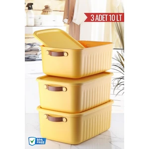 Nandy Home 3 Adet 10 Lt Saklama, Düzenleme ve Dekoratif Kulplu Kapaklı Kutu Seti