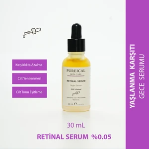 Retinal Serum, Hyaluron, Niacinamide, Ethyl Ascorbic Acid, %0,05 Retinal Gece Serumu 30 ml