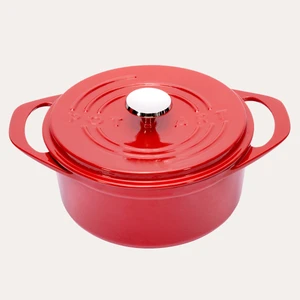 POT ART Fonksiyonel Kapaklı Kırmızı Derin Döküm Tencere 24 cm