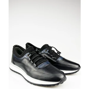 Deri Siyah Streçli Ultra Rahat Erkek Günlük Ayakkabı