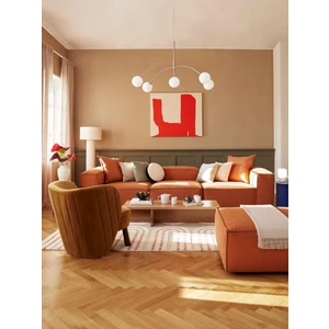 Erduran Mobilya Angelo 4 Modül Modüler Koltuk (3 Modül 1 Puf) Keten Kumaş Kiremit