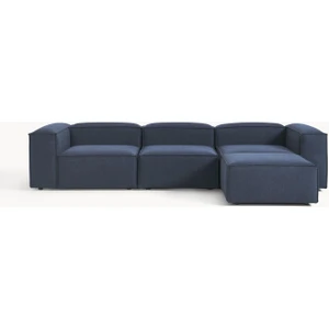 Erduran Mobilya Angelo 4 Modül Modüler Koltuk (3 Modül 1 Puf) Keten Kumaş Lacivert