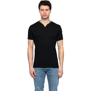 Hscstore Erkek V Yakalı Basic Siyah Tişört - 8401