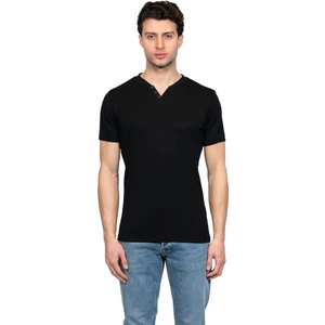 Hscstore Erkek V Yakalı Basic Siyah Tişört - 8401