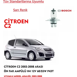 Citroen C2 2003-2008 Arası Ön Far Ampülü Sarı Renk 60/55W