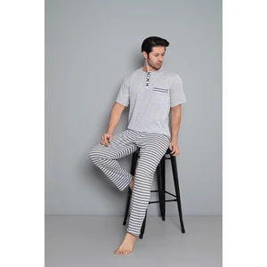 Farya Home Dreamy Pamuklu Kısa Kollu Düğmeli Yaka Erkek Pijama Takımı