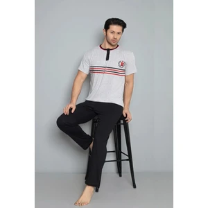 Farya Home Dreamy Pamuklu Kısa Kollu Düğmeli Yaka Erkek Pijama Takımı