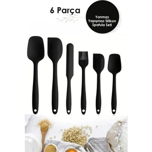 6lı Takım Yanmaz Yapışmaz Mutfak Pasta Silikon Yumurta Fırçası Kaşık Bıçak Spatula Seti