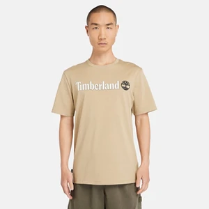Linear Logo Erkek Bej Yuvarlak Yaka Tişört