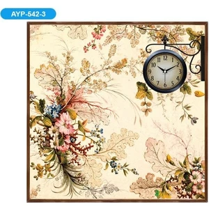 AYP-542-3 Dekoratif Çiçek Tablo Duvar Saati