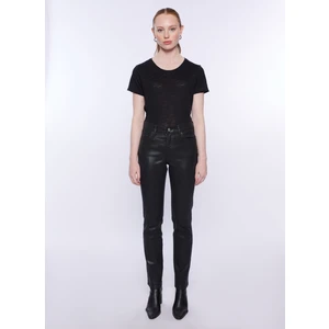 Yüksek Bel Düz Paça Slim Fit Koyu Lacivert Kadın Denim Pantolon 4VDNLE02P