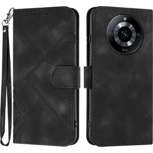 BDT Market Realme 11 Pro Için Kılıf Kart Yuvası Standlı Flip Cüzdan Pu Deri Manyetik Kapak (Yurt Dışından)