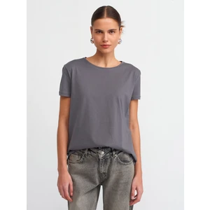 3471 Bisiklet Yaka Basic T-Shirt-Füme