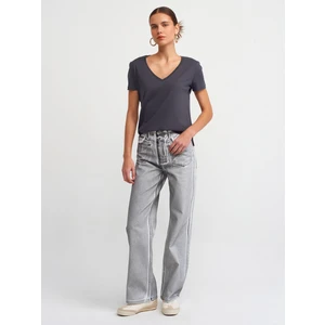 3470 V Yaka Basic T-Shirt-Antrasit